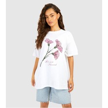 Cakkey Çiçek Baskılı Oversize T-Shirt