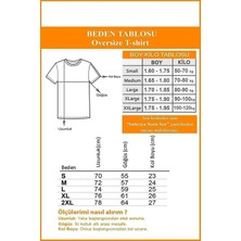 Cakkey Kadın Siyah Önü Ay'ın Evreleri Baskılı Bisiklet Yaka Oversize Pamuklu T-Shirt