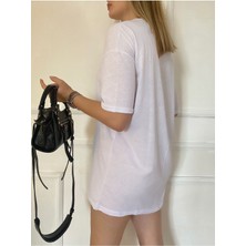 Cakkey Unısex Düz Renk Basic Oversize Pamuklu Örme Kısa Kollu Bol Kalıp Tshirt