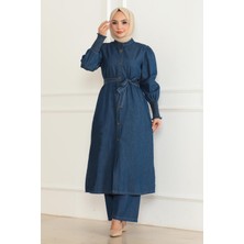 Yırtmaçlı Kot Takım Koyu Mavi 19227