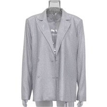 Uzun Büyük Boy Blazers, Rahat Glitter Ceket, Blasier Ceket Simli Kumaş, Oversize Kesim Simli Ceket