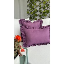 Vıntage Fırfırlı Mor - Eflatun Kırlent Kılıfı 1AD