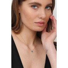 Kadın 925 Ayar Opal Taşlı Kalp Kolye