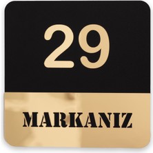 Gold Pleksi Yazılı Siyah Mdf Kapı Numarası Panosu – Modern Kapı Tabelası