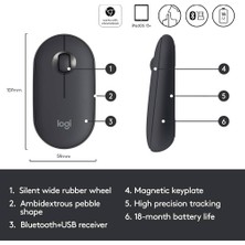 Logitech M350 Pebble Sessiz Kablosuz Kompakt Mouse