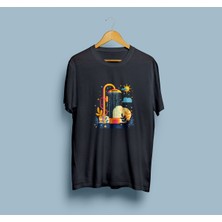 Oversize Duş Başlığı ve Güneş Tasarım Unisex T -Shirt
