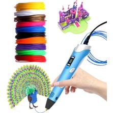 Pembe Renk 3D Kalem + 10 Renk Toplam 50 Metre Pla Filament + Şablon