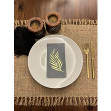 Kidspartim Gold Yaldızlı Gri Yaprak Desenli Peçete 16 Adet