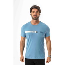 Büyük Beden Bisiklet Yaka Regular Fit Baskılı ve Nakışlı T-SHIRT-MSL-2189