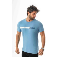 Büyük Beden Bisiklet Yaka Regular Fit Baskılı ve Nakışlı T-SHIRT-MSL-2189