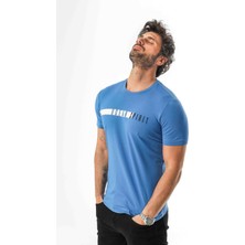 Büyük Beden Bisiklet Yaka Regular Fit Baskılı ve Nakışlı T-SHIRT-MSL-2189