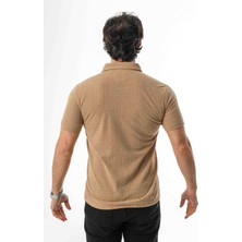 Regular Fit Polo Yaka Düğmeli Armalı Keten T-SHIRT-KT-1003