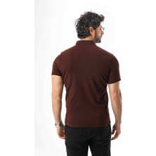 Polo Yaka Yarım Fermuarlı Çizgi Desenli Triko T-SHIRT-TY-1311