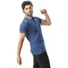 Polo Yaka Düğmeli Yakası Baskılı Pamuk T-SHIRT-6277