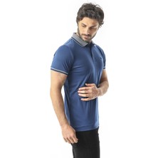 Polo Yaka Düğmeli Yakası Baskılı Pamuk T-SHIRT-6277