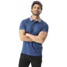 Polo Yaka Düğmeli Yakası Baskılı Pamuk T-SHIRT-6277