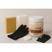 Trihome Masif Ahşap-Mobilya Yenileme Seti | 250ML Su Bazlı Vernik + Zımpara + Sünger + Eldiven