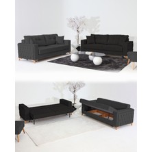 Velura Home & Living Nola Koltuk Takımı 3+3 & Bazalı Yataklı Koltuk & Kanepe - Keten