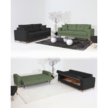 Nola Koltuk Takımı 3+3 & Bazalı Yataklı Koltuk & Kanepe - Keten