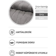Ivona Gri Geometrik Çizgili Tozumaz Yumuşak Tuşeli Salon Halısı | Antialerjik ve Dayanıklı Kesme Halı