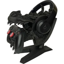 Ejderha Başı Playstation 5 Kol Tutucu Kulaklık Standı Ps5 Joystick Standı(Stand ve Duvara Monte)