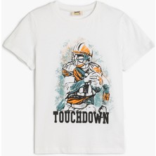 Koton Tişört Spor Baskılı Kısa Kollu Bisiklet Yaka Pamuklu