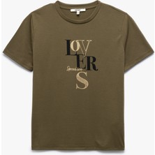 Koton Bisiklet Yaka Kısa Kollu Baskılı Kadın Tişört