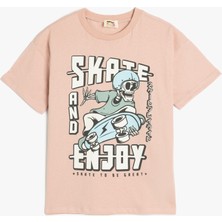 Koton Kaykay Baskılı Bisiklet Yaka Kısa Kollu Pamuklu Tişört