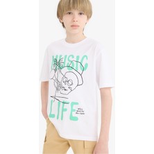 DeFacto Bisiklet Yaka Baskılı Kısa Kollu Tişört Erkek Çocuk E0184A825HS