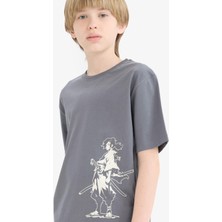 DeFacto Bisiklet Yaka Baskılı Kısa Kollu Tişört Erkek Çocuk E0178A825HS