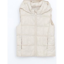 Lc Waikiki Ekru Kapüşonlu Kız Çocuk Şişme Yelek - S50457Z4 İnce ve Rahat Tasarım