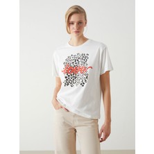 Lc Waikiki Yeni Sezon Bisiklet Yaka Baskili Kadin Tisort - S57309Z8