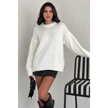 Kadın Triko Bisiklet Yaka Oversize Triko Kazak 110