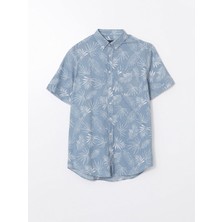 Lc Waikiki Yeni Sezon Regular Fit Kisa Kollu Desenli Poplin Erkek Gomlek - S5FG12Z8