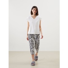 Lc Waikiki Yeni Sezon V Yaka Desenli Kadin Kaprili Pijama Takimi - S5CD36Z8