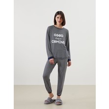 Lc Waikiki Yeni Sezon Bisiklet Yaka Cizgili Kadin Pijama Takimi - S56896Z8
