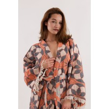 Müslin Kimono %100 Pamuklu Mandala Desenli Jakarlı Bornoz Kaftan Sabahlık