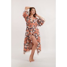 Müslin Kimono %100 Pamuklu Mandala Desenli Jakarlı Bornoz Kaftan Sabahlık