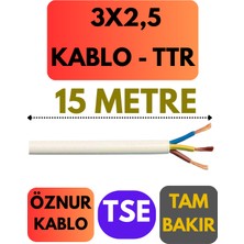 Öznur 3x2,5 Ttr Kablo Metre Seçenekli (Beyaz)