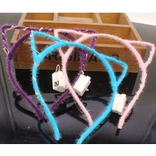 10 Adet Rast-Gele LED Kedi Kulaklı Kafa Bantları Işıklı Kafa Bantları Sevimli Kedi Saç Bantları Parti Konseri Için (Yurt Dışından)