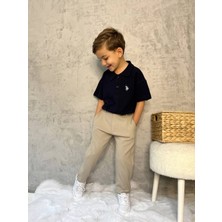 Polo Yaka Laciver Krem Jogger Pantolonlu Erkek Çocuk Ikili Takım