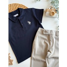 Polo Yaka Laciver Krem Jogger Pantolonlu Erkek Çocuk Ikili Takım