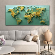 Marpanya Yatay Saatli Ortadan Vatan Temalı Cam Tablo YSOV103