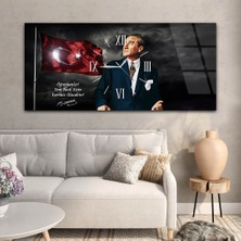 Marpanya Atatürk ve Türk Bayrağı "öğretmenler! Yeni Nesil Sizin Eseriniz Olacaktır." Saatli Cam Tablo YSOV082
