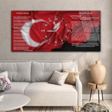 Marpanya Yatay Ortadan Saatli  Vatan Temalı Cam Tablo YSOV003