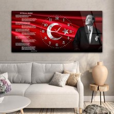 Marpanya Yatay Saatli Ortadan Vatan Temalı Cam Tablo YSOV168