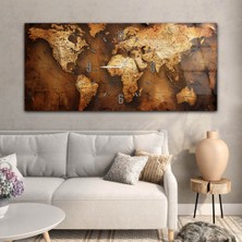 Marpanya Yatay Saatli Ortadan Vatan Temalı Cam Tablo YSOV106