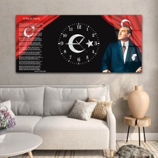 Marpanya Yatay Ortadan Saatli  Vatan Temalı Cam Tablo YSOV007