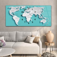 Marpanya Yatay Saatli Ortadan Vatan Temalı Cam Tablo YSOV094