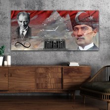 Marpanya Atatürk Türk Bayrağı ve Sonsuz 1881-1938 Anıtkabir Saatli  Cam Tablo YSOV067